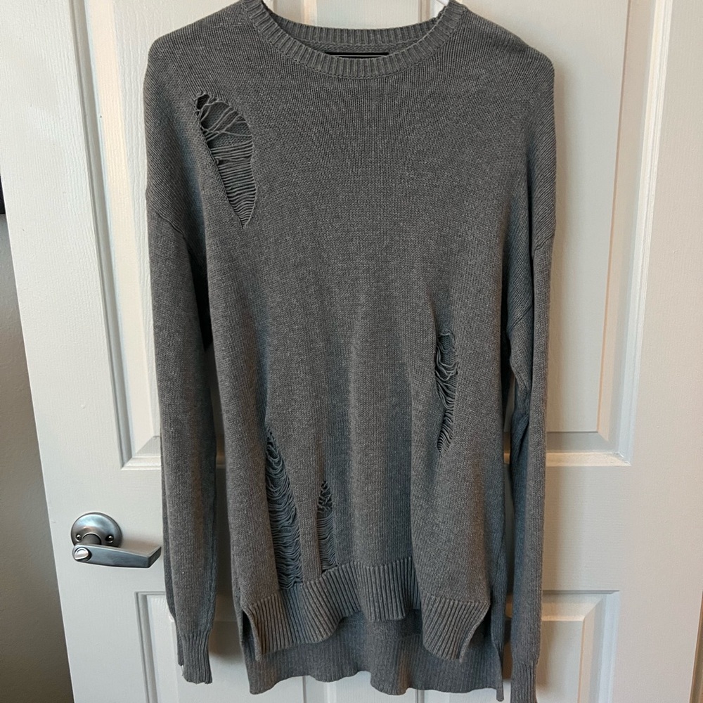 Gray Distressed Men's Sweater